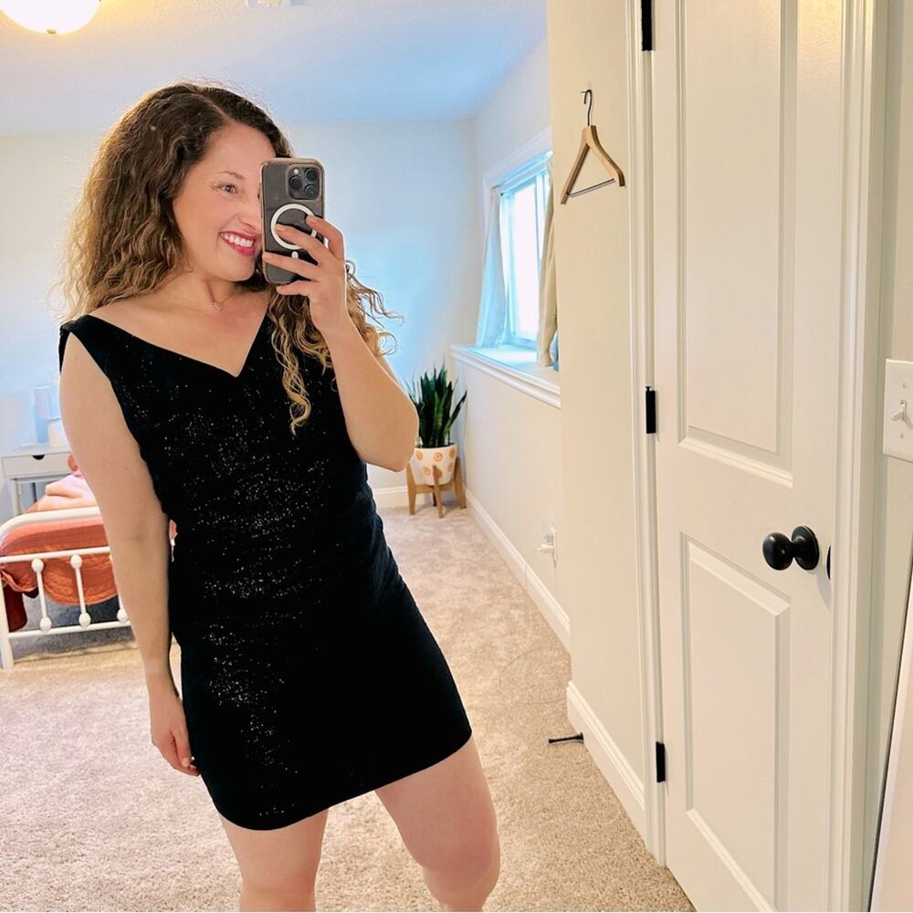 Tocca Midnight Blue Metallic Mini Dress XS